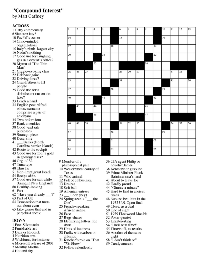 The Best Eugene Sheffer Crossword Printable Aubrey Blog Sally