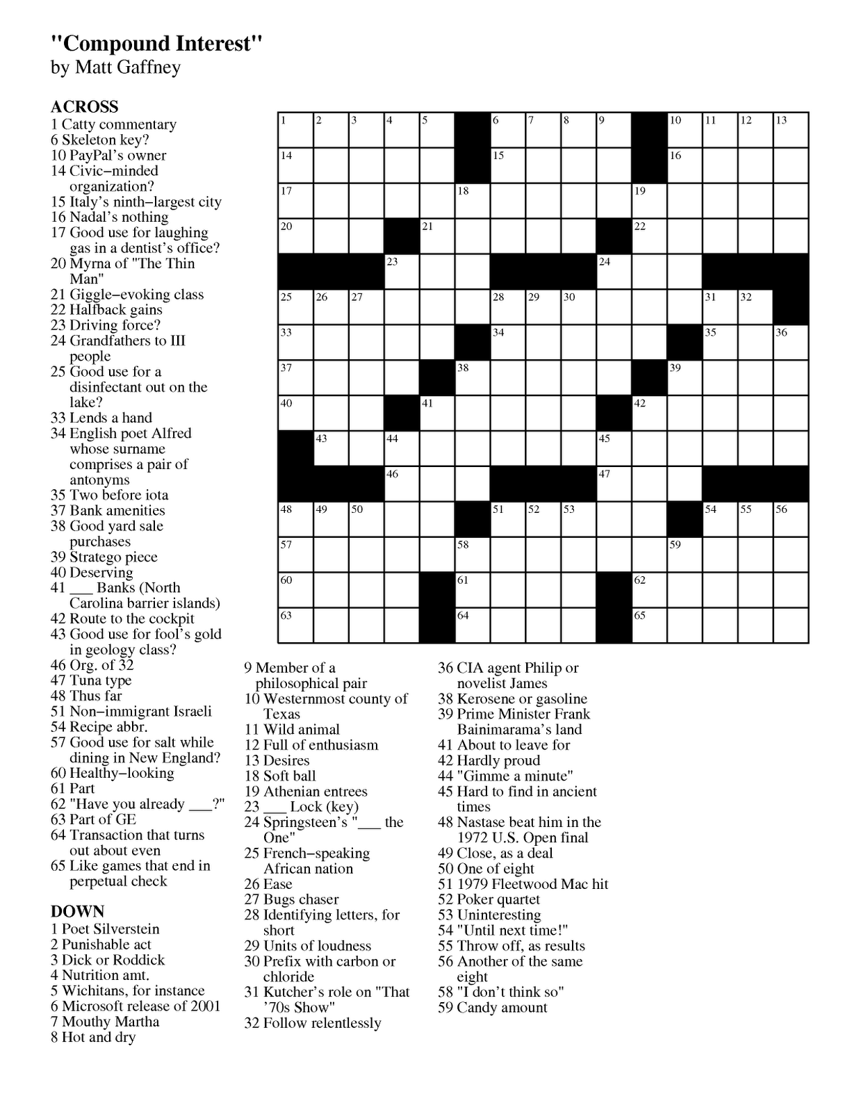 Printable Crossword Puzzles By Eugene Sheffer Sally Crossword Puzzles