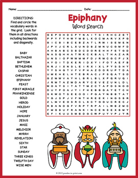 Three Kings Day Activity Epiphany Word Search FUN By Puzzles To Print