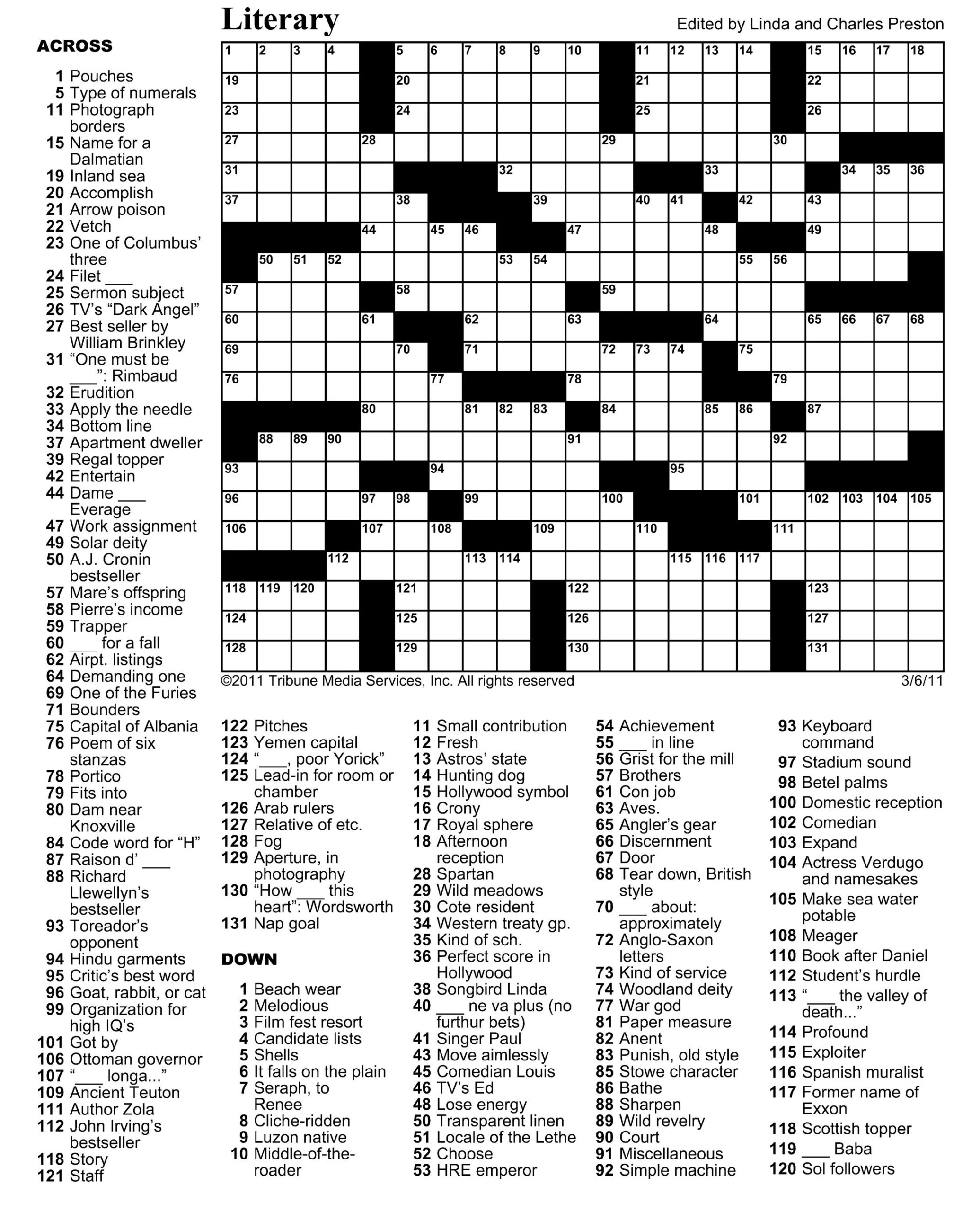 Free Printable Star Magazine Crossword Puzzles Sally Crossword Puzzles