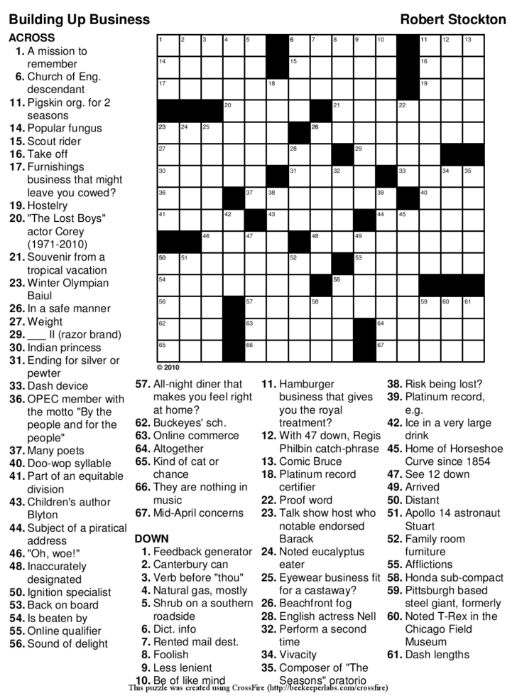 Tv Crossword Puzzles Printable Out