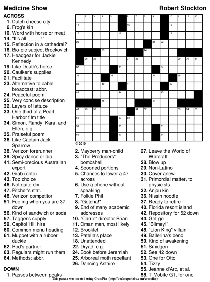 Printable Crossword Puzzles Tv-Shows