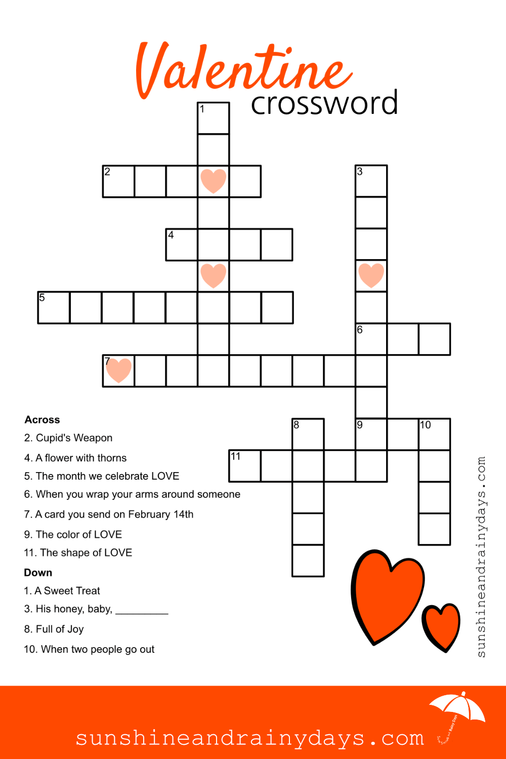 Valentine Crossword Puzzle Crossword Valentines Valentines Day Words