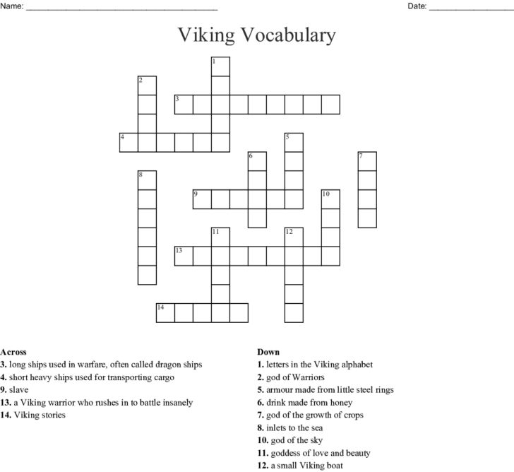 Printable Viking Crossword