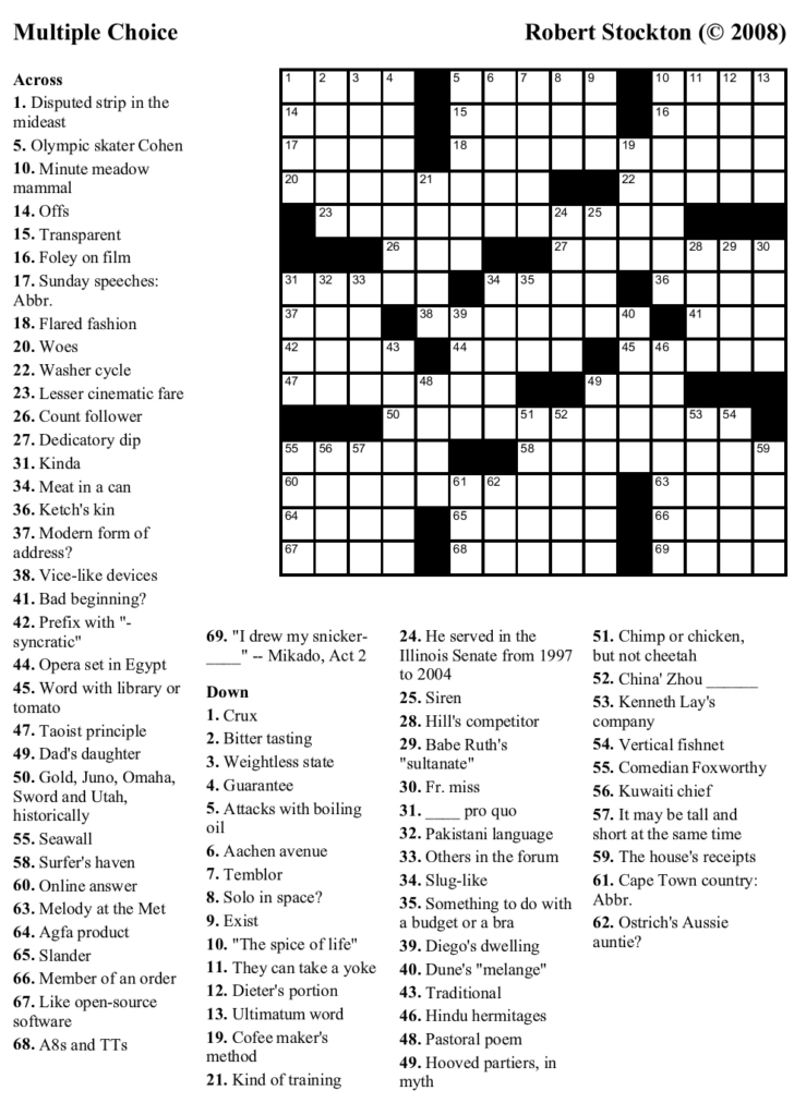 Washington Post Sunday Crossword Printable Version