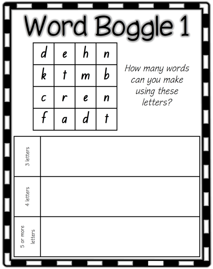 Printable Boggle Word Puzzles