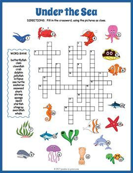 World Oceans Day Activity Under The Sea Crossword Puzzle Summer 