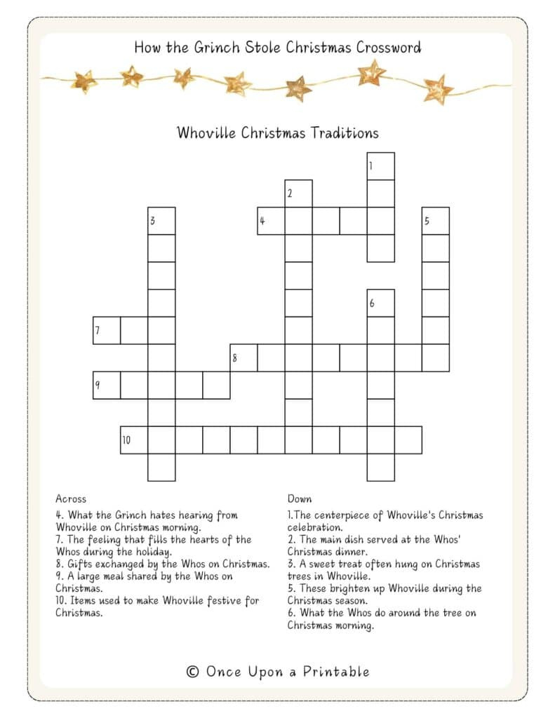 5 How The Grinch Stole Christmas Crossword Puzzles Free - Once within Christmas Crossword Puzzles Online Free