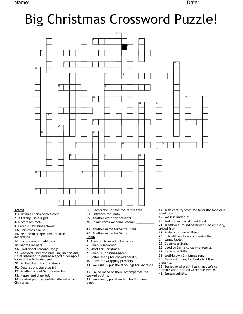 Big Christmas Crossword Puzzle! - Wordmint with Giant Christmas Crossword Puzzles