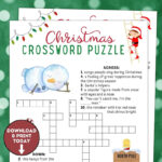 Christmas Crossword Puzzle / Christmas Game For Kids / Holiday In Christmas Crossword Puzzles For Elementary Students