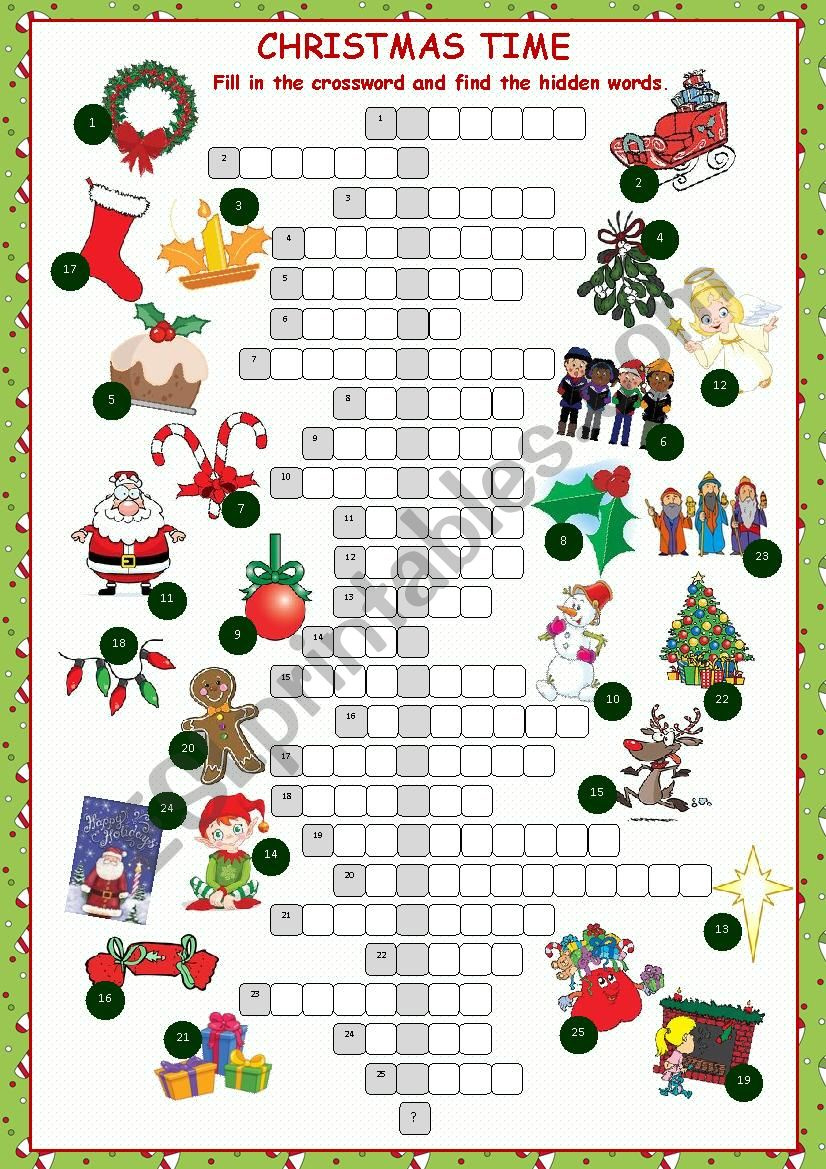 Christmas Crossword Puzzle - Esl Worksheetkissnetothedit with Christmas Vocabulary Crossword Puzzles