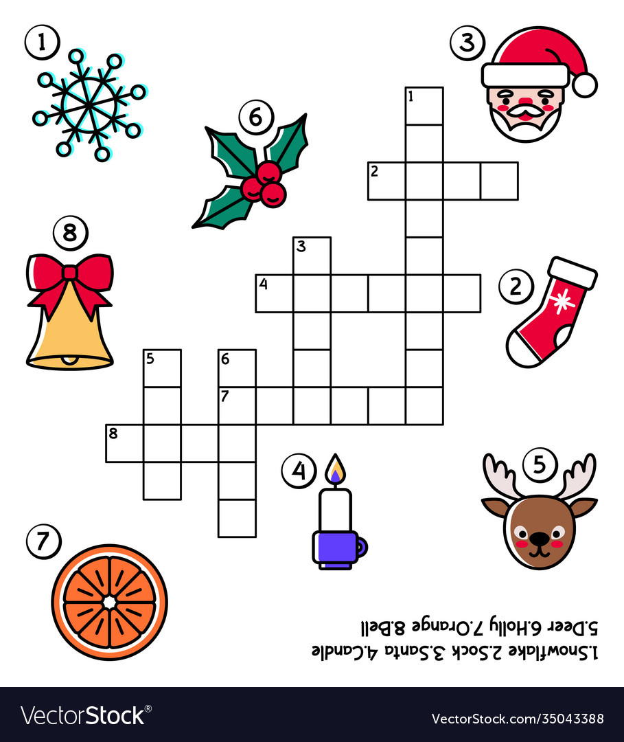 Christmas Crossword Puzzle For Kids With Santa Vector Image pertaining to Christmas Crossword Puzzles Education Com