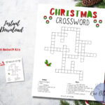 Christmas Crossword Puzzle Printable, Instant Download Kids For Christmas Decorations Crossword Puzzles Answer Key