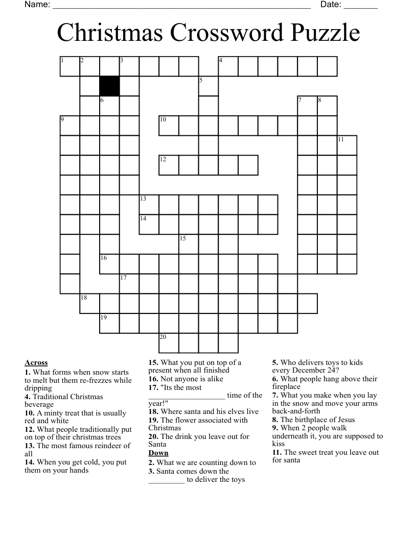 Christmas Crossword Puzzle - Wordmint inside Christmas Crossword Puzzles Education Com