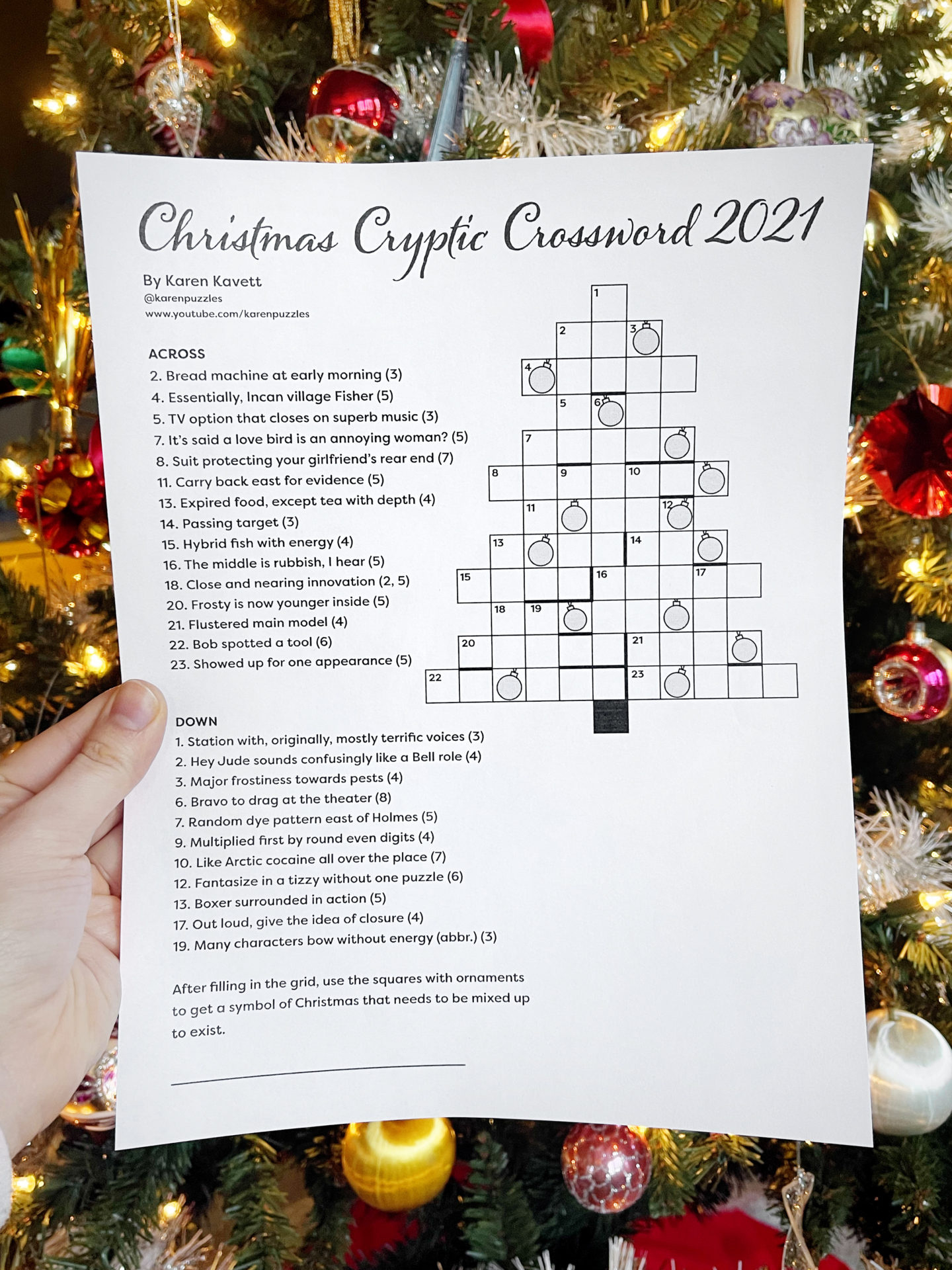 Christmas Cryptic Crossword 2021 - Karen Kavett inside Christmas Decorations Crossword Puzzles Answer Key