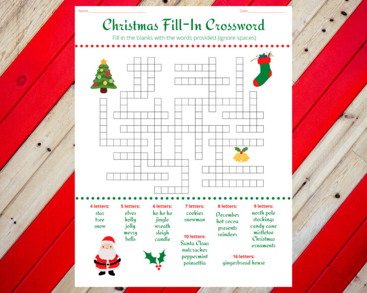 Christmas Themed Crossword Puzzles Printable