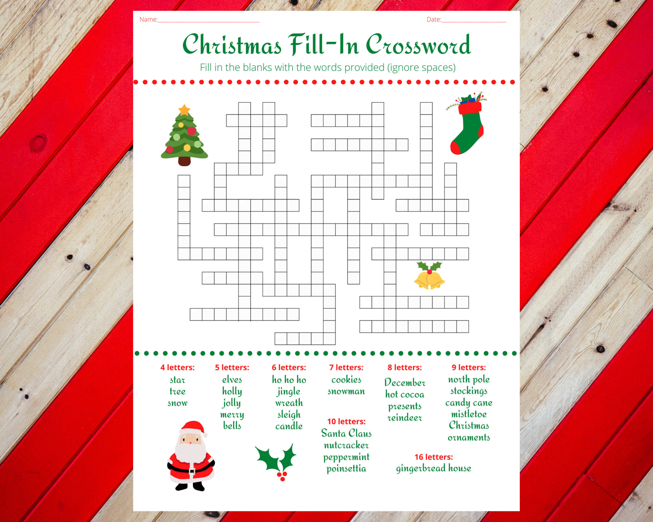 Christmas Holiday Fill In Crossword Puzzle Worksheet Digital with regard to Christmas Themed Crossword Puzzles Printable