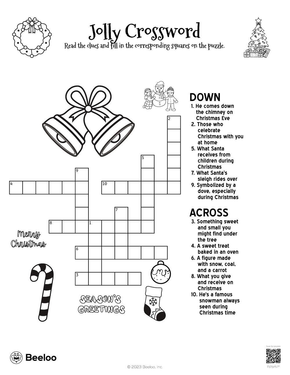 Christmas-Themed Crossword Puzzles • Beeloo Printable Crafts And within Crossword Puzzles About Christmas