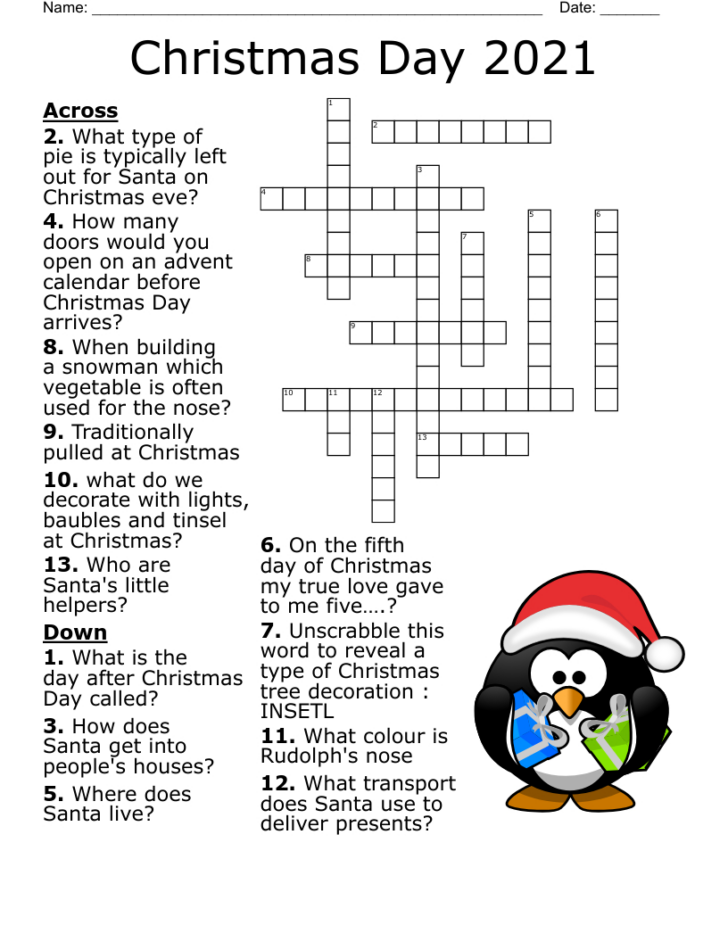 Christmas Crossword Puzzles Online Free