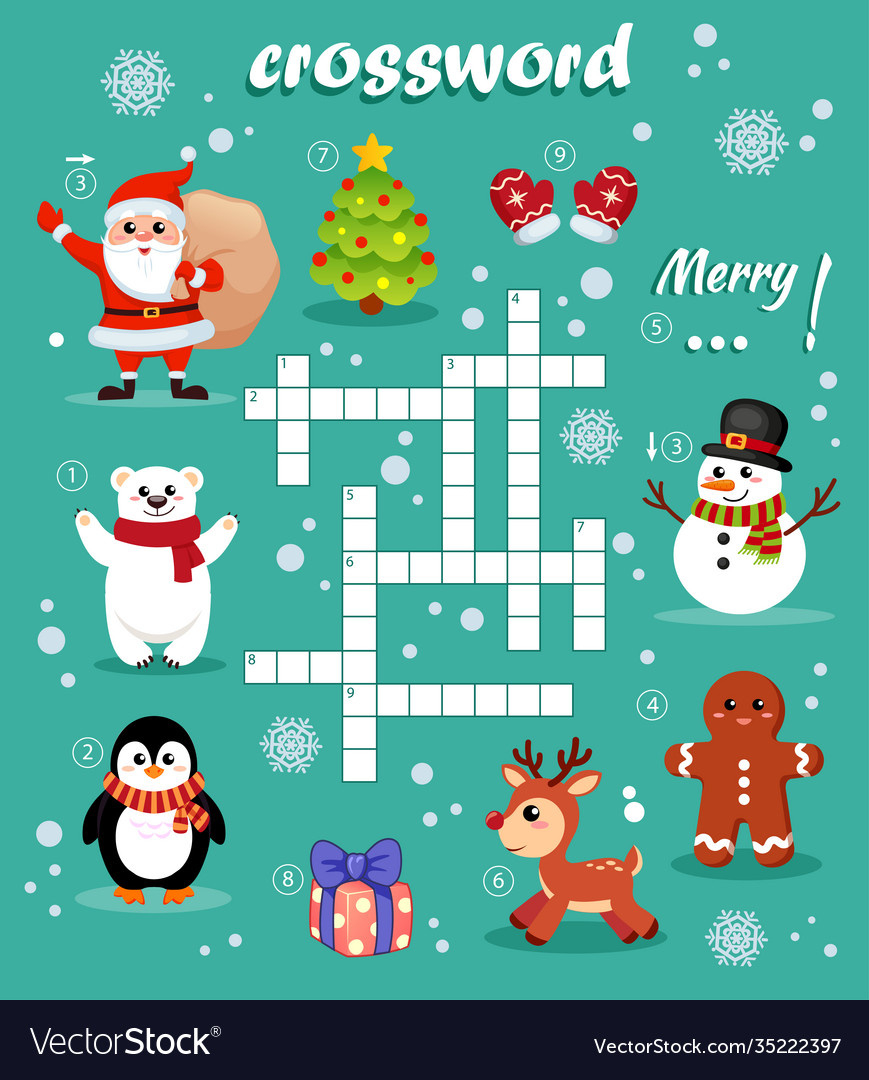 Crossword Puzzle Game Christmas And New Year Vector Image for Christmas Crossword Puzzles Games