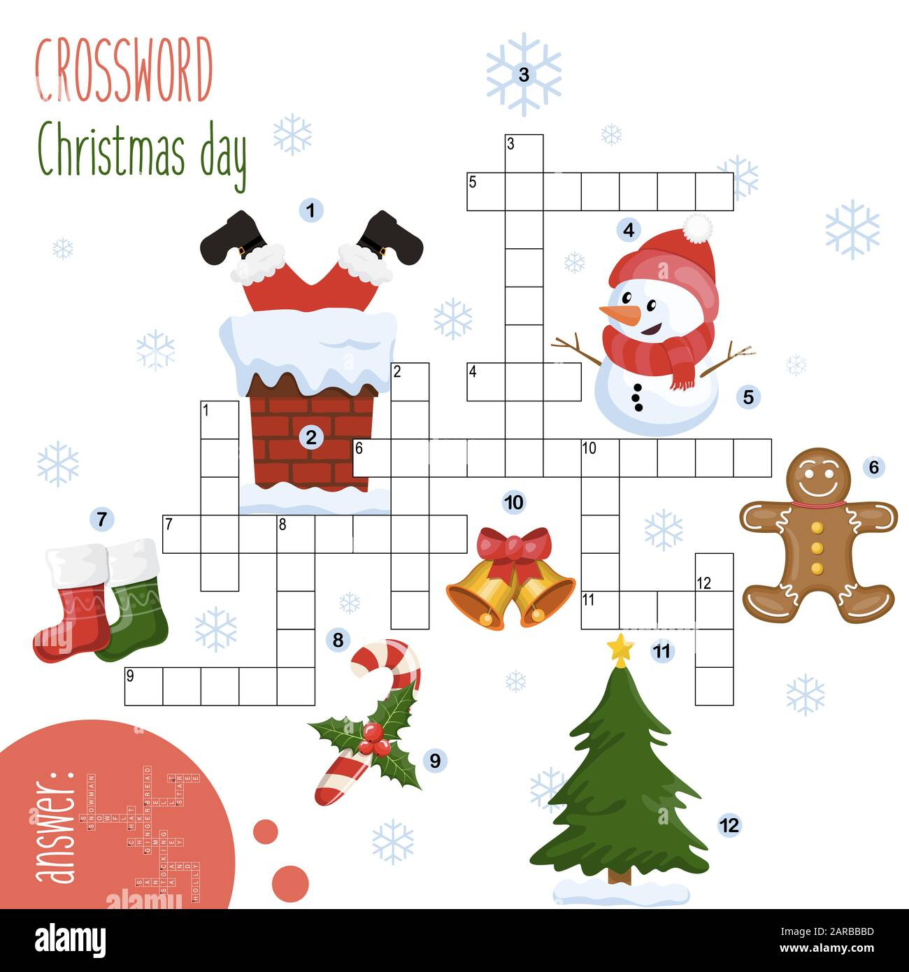 Easy Crossword Puzzle &amp;#039;Christmas Day&amp;#039;, For Children In Elementary for Easy Christmas Crossword Puzzles With Answers