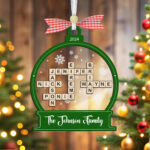 Family Crossword Christmas Ornament, Scrabble Personalized With Regard To Crossword Puzzles Christmas Ornament