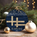 Family Crossword Puzzle Ornament, Custom Family Member Name With Regard To Crossword Puzzles Christmas Ornament