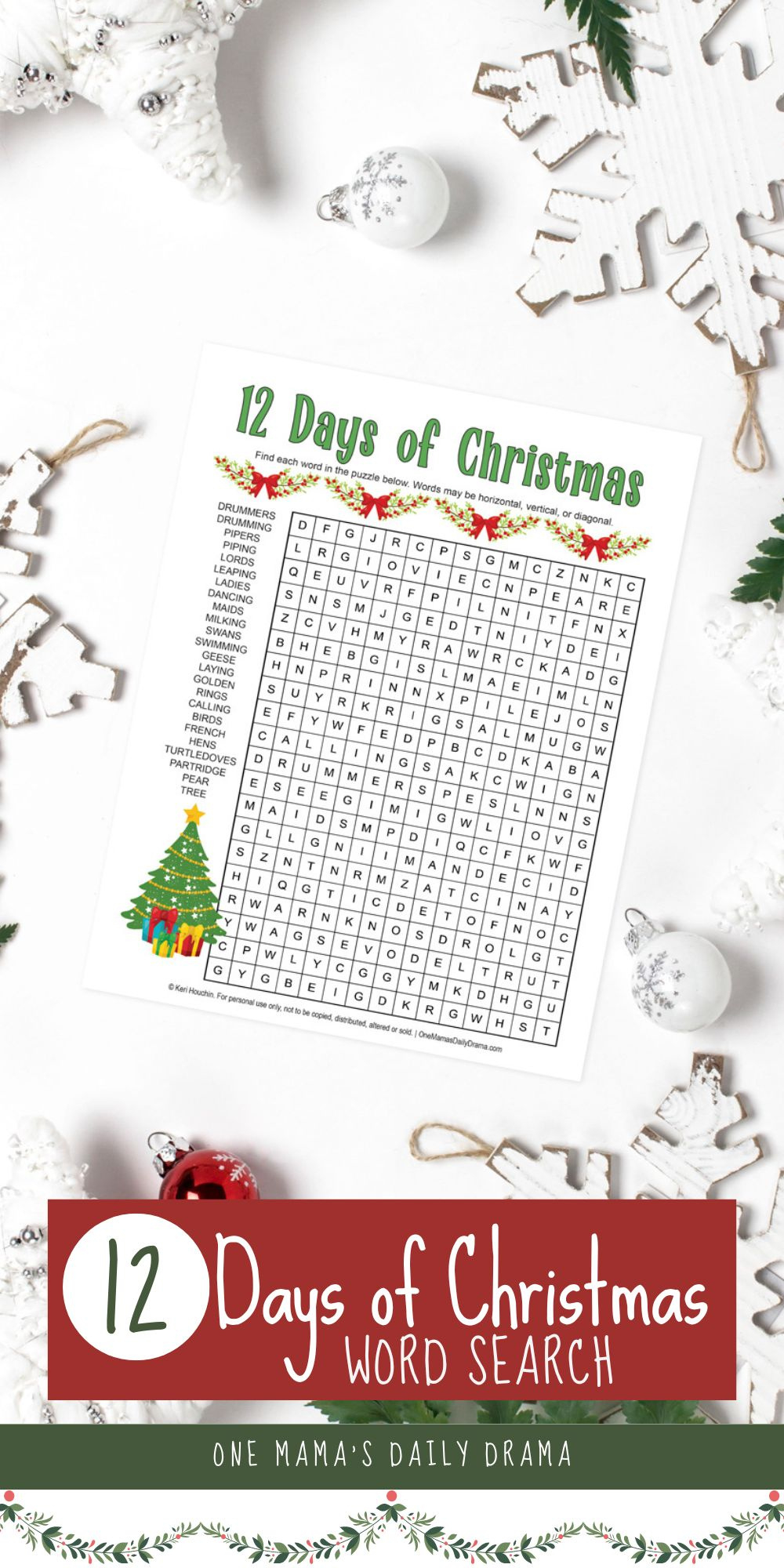 Fun Printable 12 Days Of Christmas Word Search Puzzle with regard to 12 Days Of Christmas Crossword Puzzles Answers