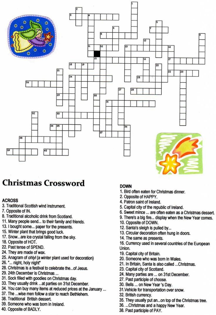 Pin Page regarding Christmas Crossword Puzzles Key