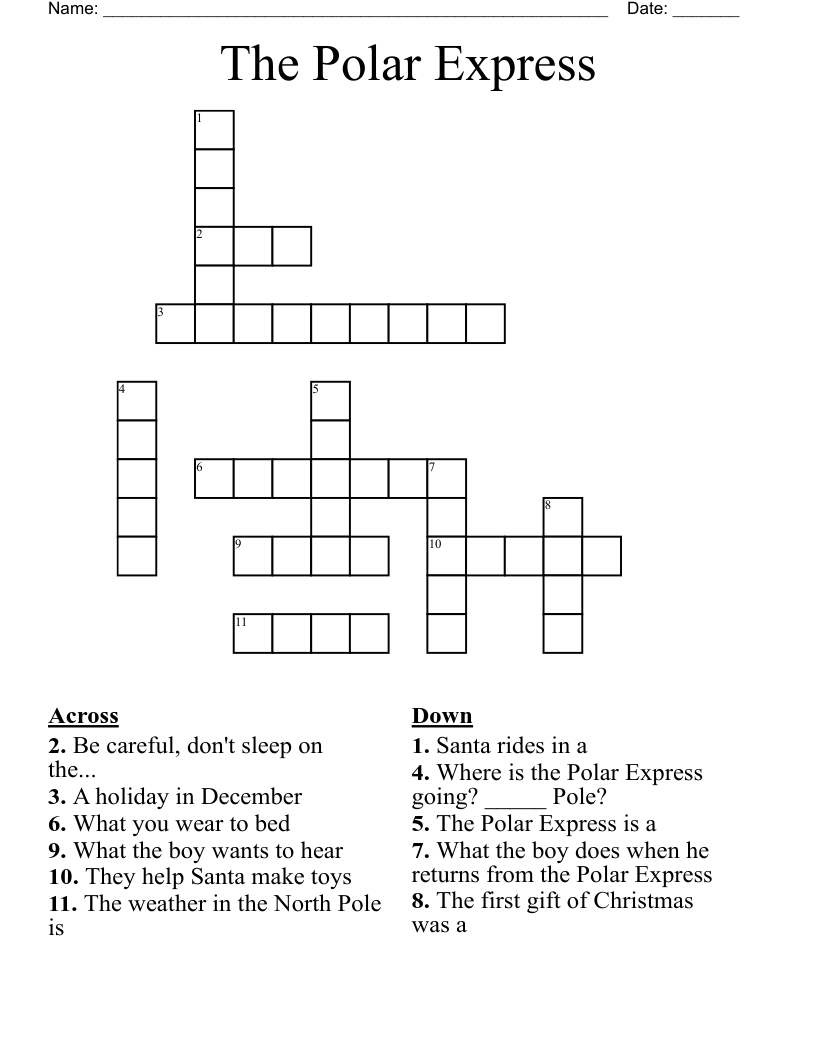 The Polar Express Crossword - Wordmint regarding The North Pole Times Christmas Crossword Puzzles