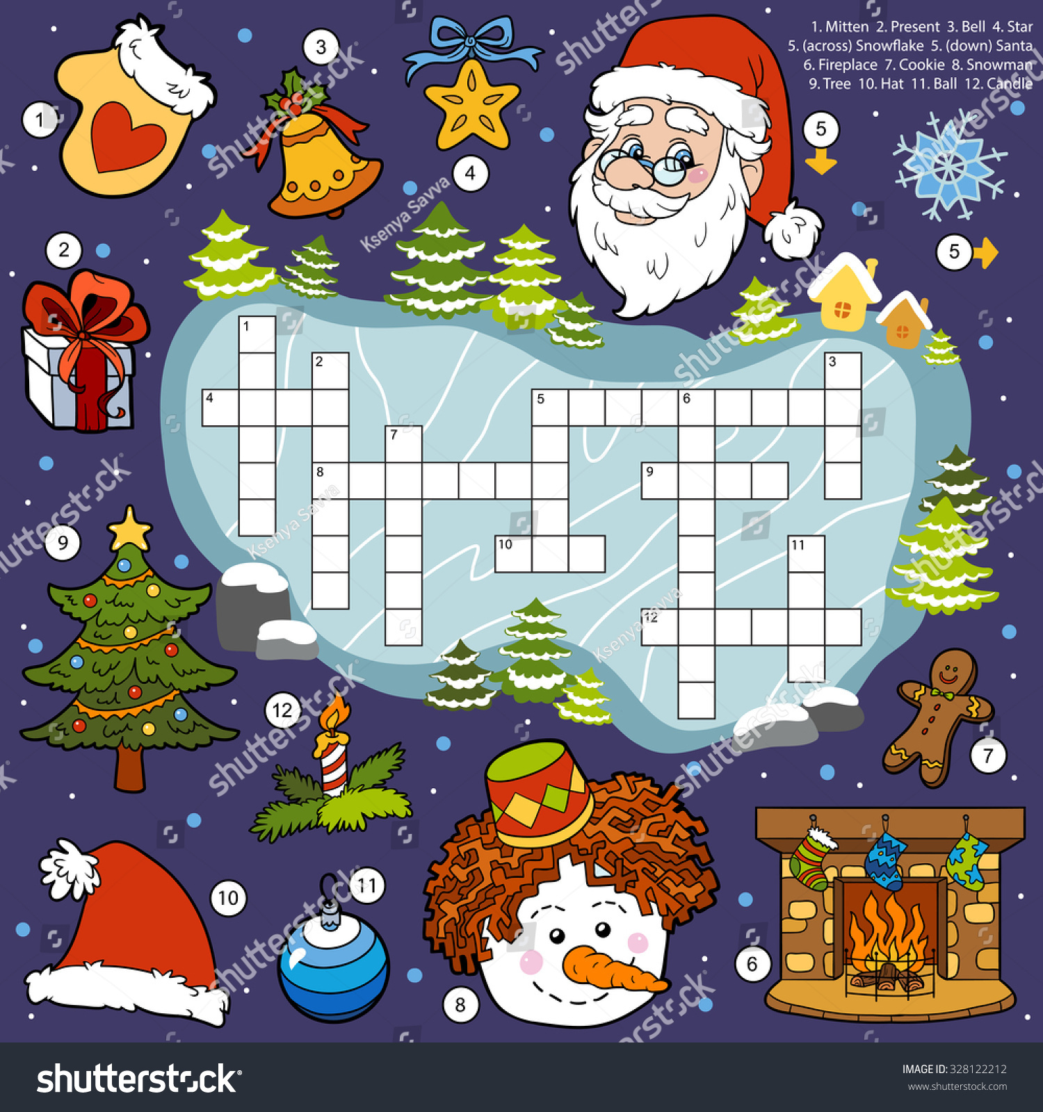 Vector Color Crossword Education Game Children Stock Vector regarding Education Com Christmas Crossword Puzzles