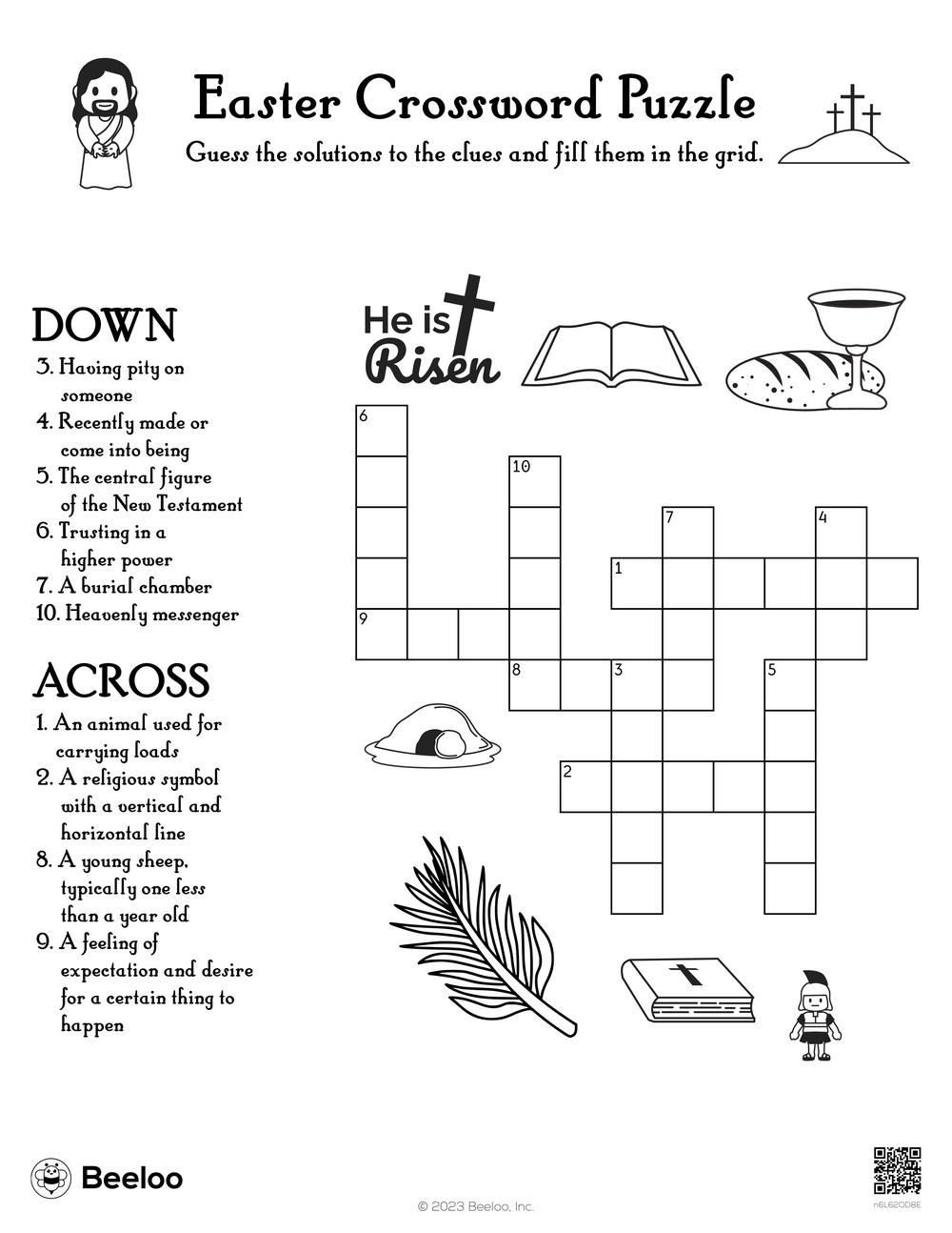 Easter Crossword Puzzle • Beeloo Printable Crafts And Activities in Easter Crossword Puzzles Religious
