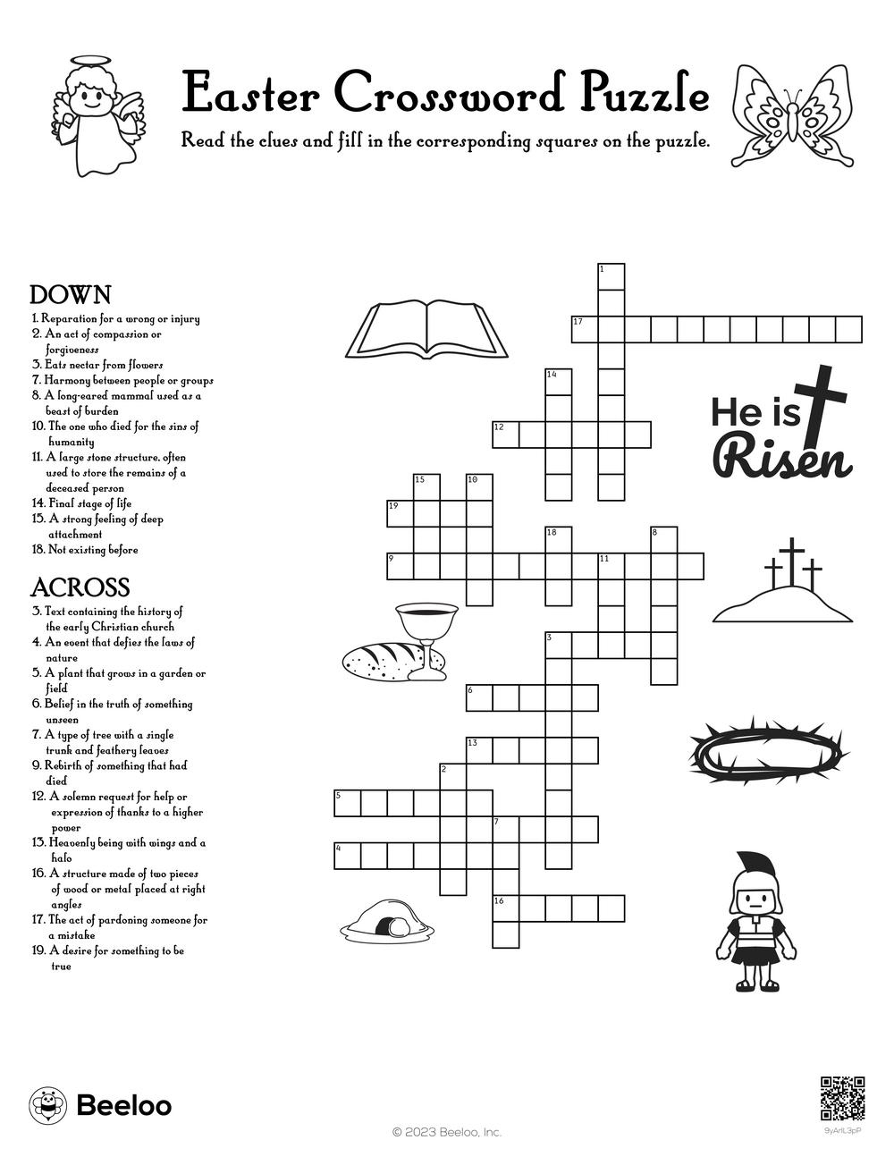 Easter Crossword Puzzle • Beeloo Printable Crafts And Activities inside Easter Crossword Puzzles Printable Worksheets