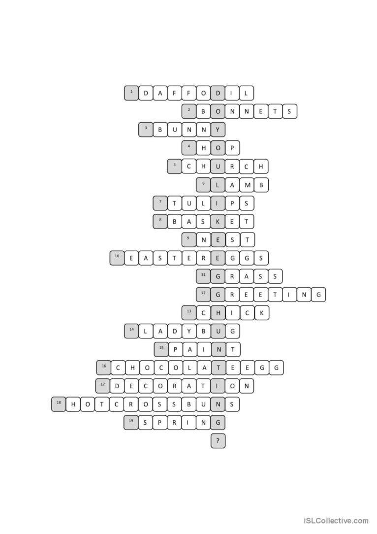 Easter Crossword Puzzle Crossword: English Esl Worksheets Pdf &amp;amp; Doc with regard to The First Easter Crossword Puzzles
