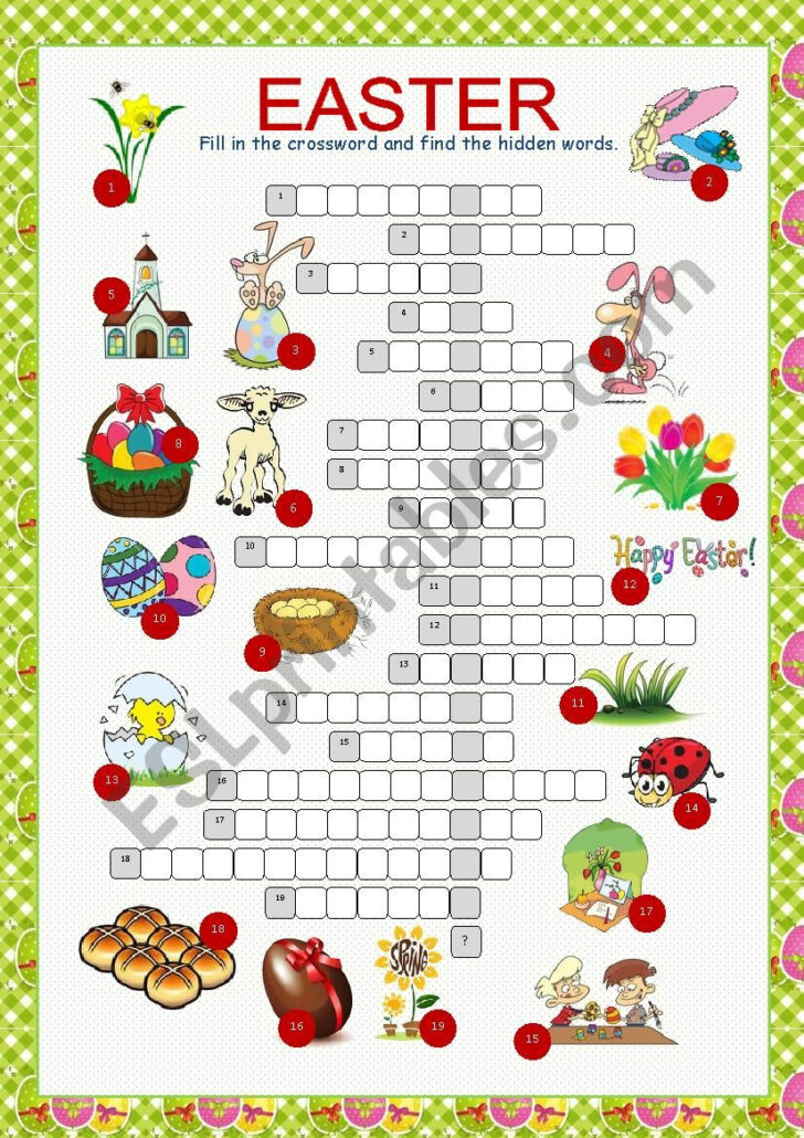 Crossword Puzzles Easter Worksheets
