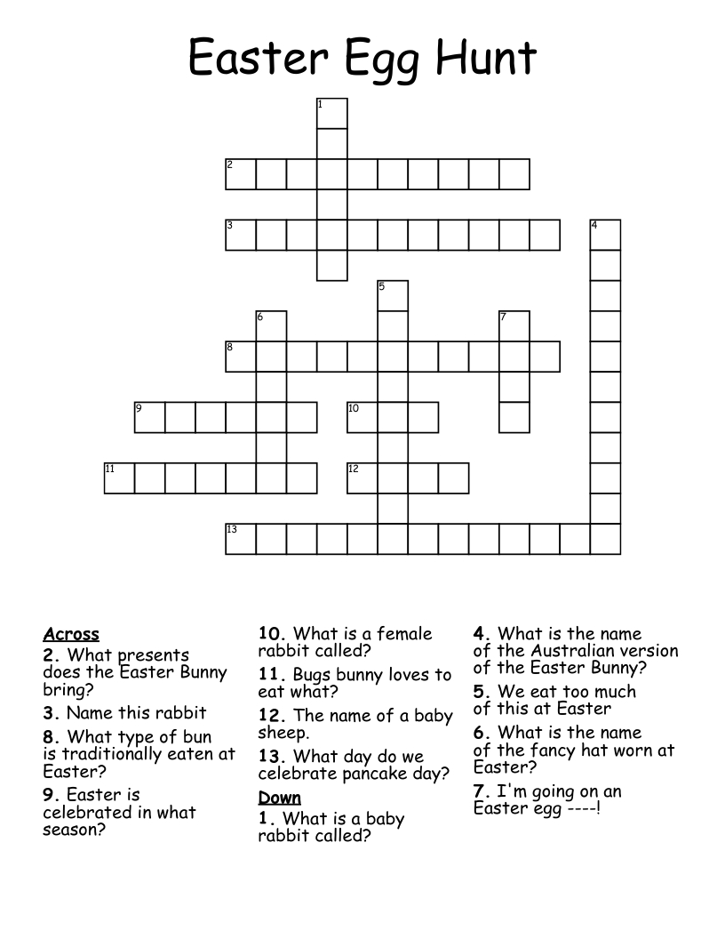 Easter Egg Hunt Crossword - Wordmint pertaining to Easter Egg Crossword Puzzles