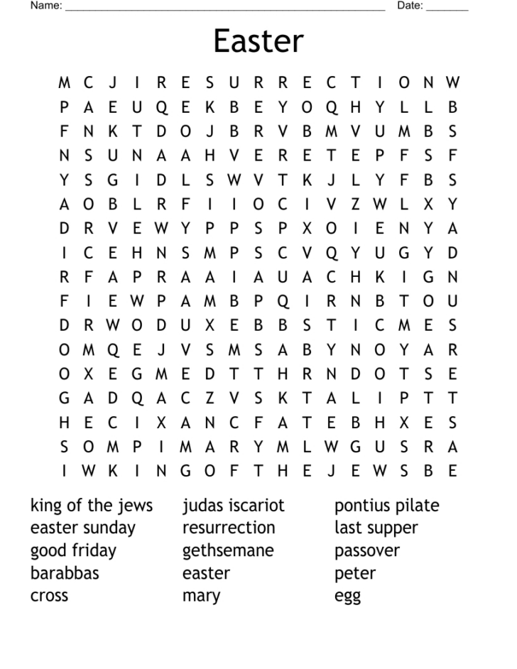 Easter Crossword Puzzles F