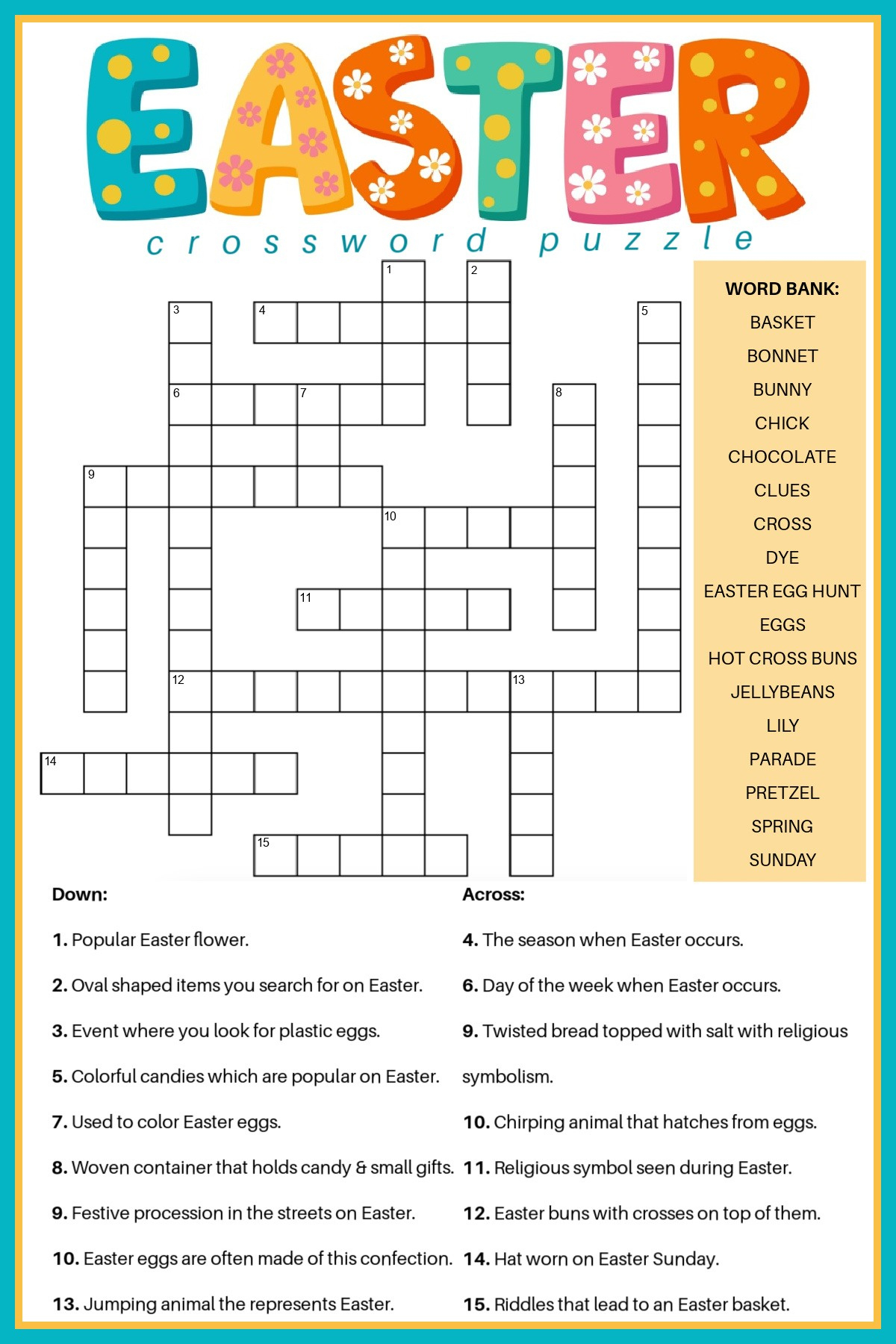 Free Easter Crossword Puzzle Printable - 2 Versions &amp;amp; Answer Key pertaining to Fun Easter Printables Easter Crossword Puzzles
