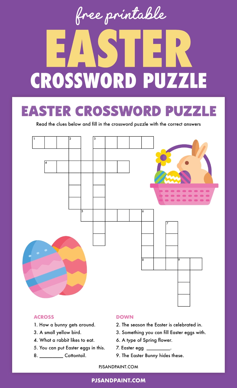 Free Printable Easter Crossword Puzzle - Pjs And Paint with regard to Easter Sign Crossword Puzzles Clue