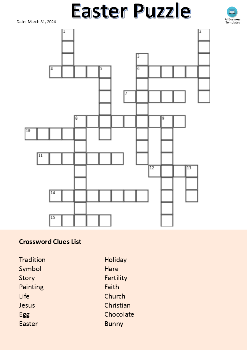 Kostenloses Easter Crossword throughout Abcya Easter Crossword Puzzles Answers