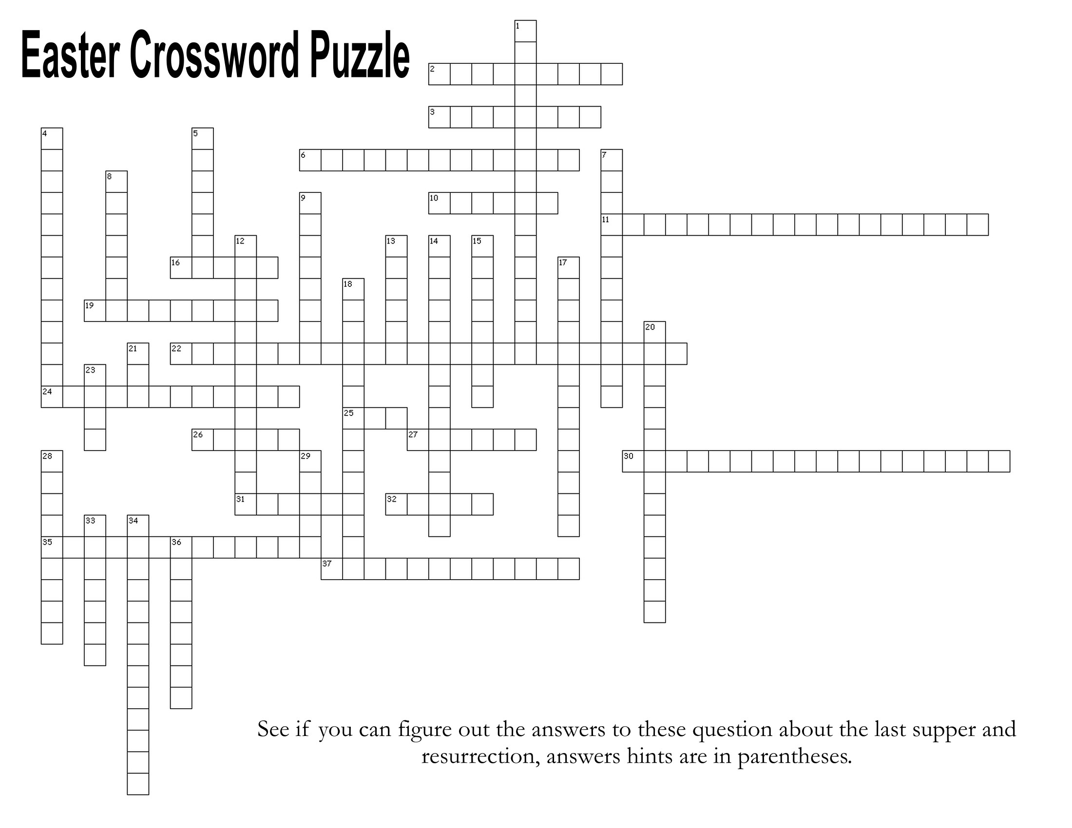 Last Supper And Resurrection / Easter Crossword Puzzle – The Idea Door in Easter Christian Crossword Puzzles