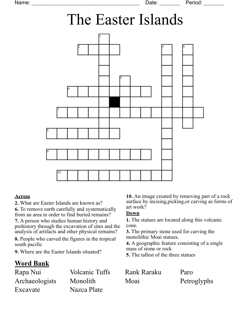 The Easter Islands Crossword - Wordmint throughout Nui Easter Island Crossword Puzzles