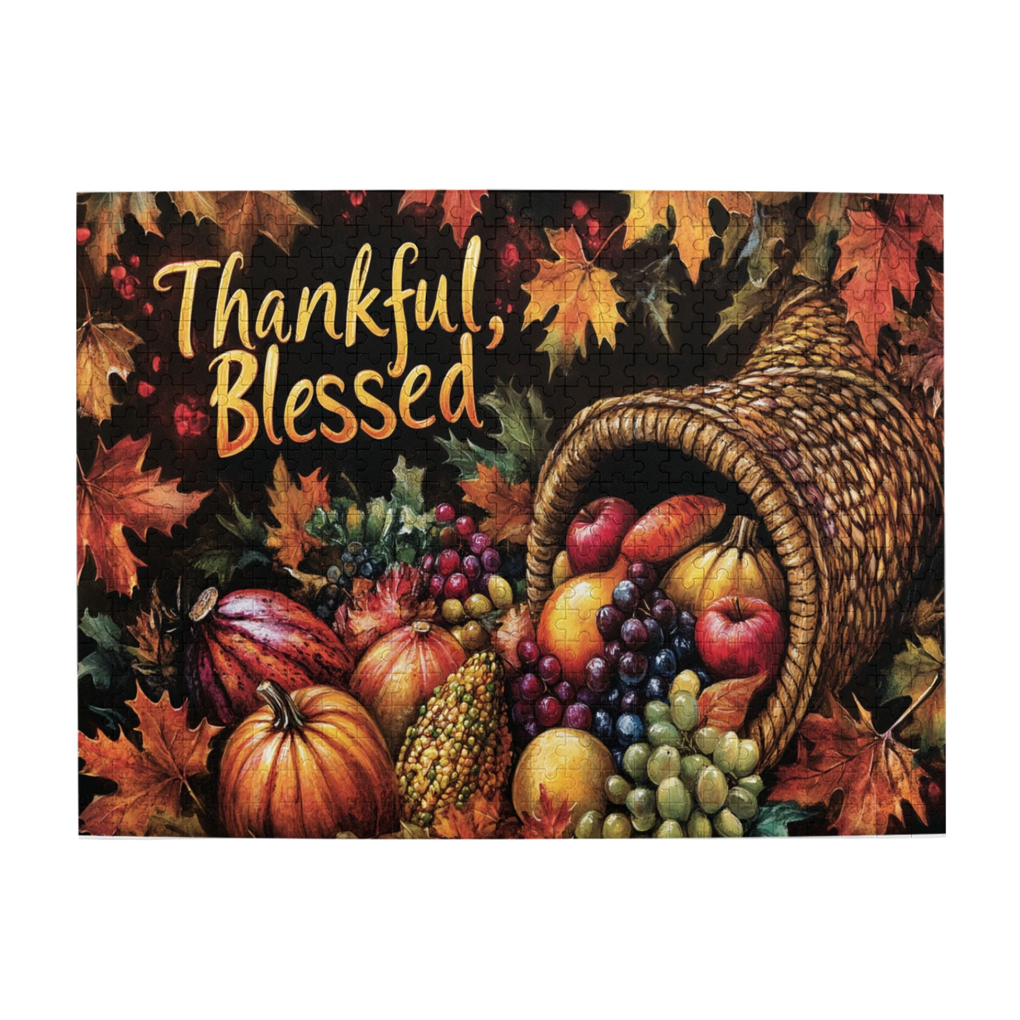 500 Pcs Thankful Blessed Slogan Harvest Fruits Puzzles For Adults with regard to Thanksgiving Puzzles 500 Pieces