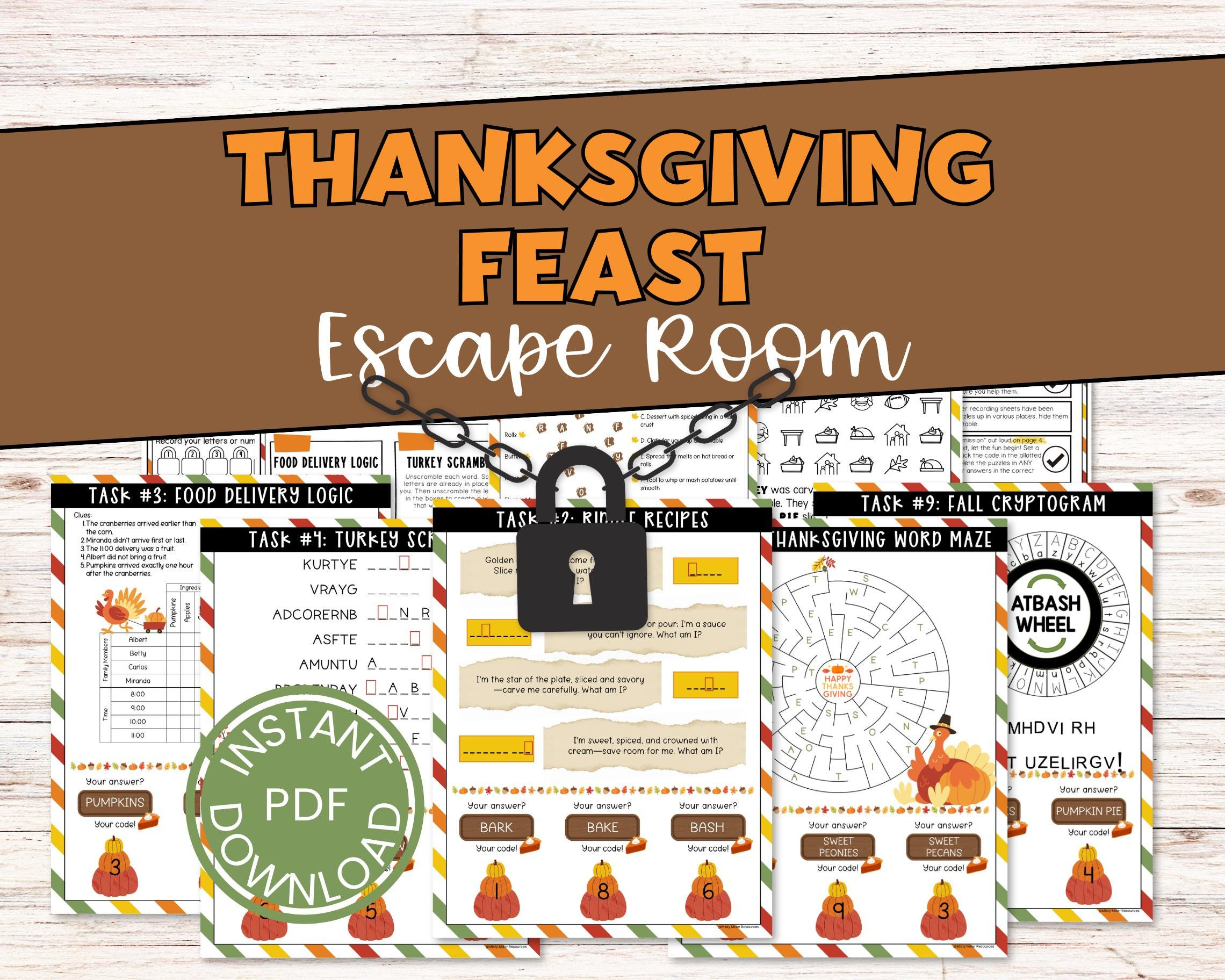 Escape Room Thanksgiving - Etsy with Thanksgiving With Granny Logic Puzzle Key
