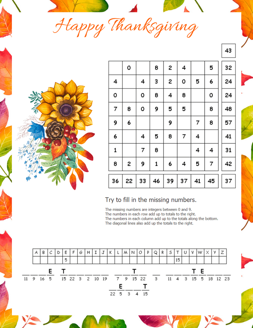 Free Fall Thanksgiving Puzzle Printables | Daily Dish Magazine for Free Thanksgiving Games And Puzzles