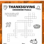 Free Printable Thanksgiving Crossword Puzzle   Pjs And Paint Inside Happy Thanksgiving Crossword Puzzles Answers