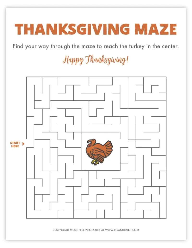 Free Printable Thanksgiving Maze - Thanksgiving Games And Activities inside Thanksgiving Maze Puzzles