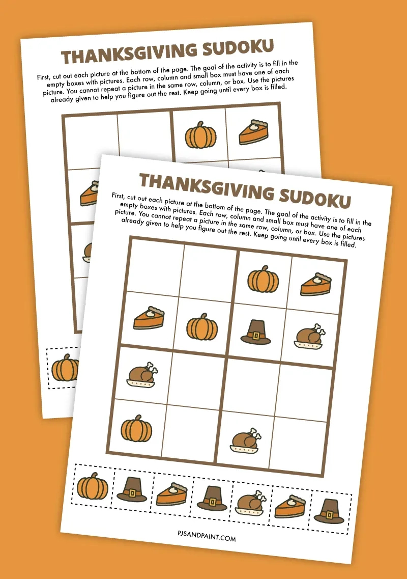 Free Printable Thanksgiving Sudoku Puzzle - Pjs And Paint regarding Thanksgiving Sudoku Puzzle Answers