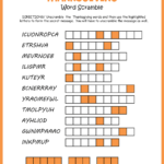 Free Printable Thanksgiving Word Scramble For Puzzles To Print Thanksgiving Word Scramble