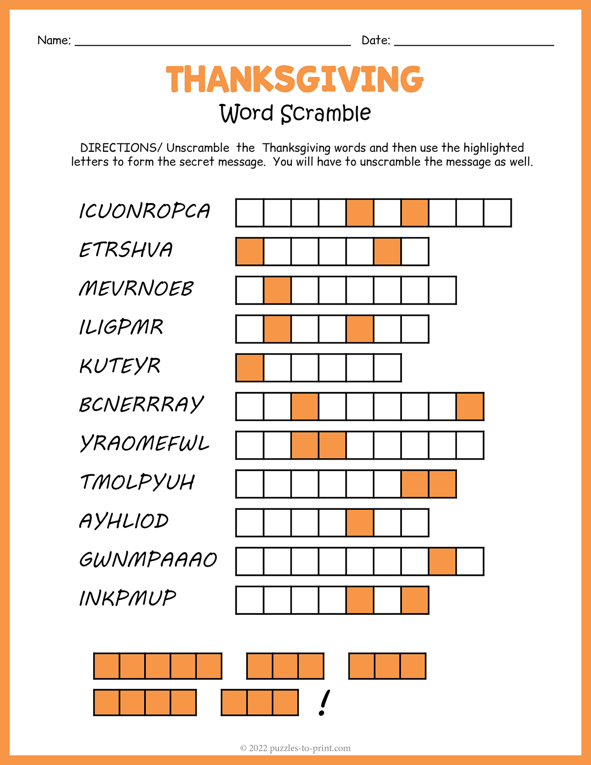 Free Printable Thanksgiving Word Scramble regarding Thanksgiving Word Scramble Puzzles To Print